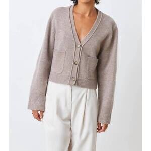 NEW SUNCOO galiega wool cardigan in taupe